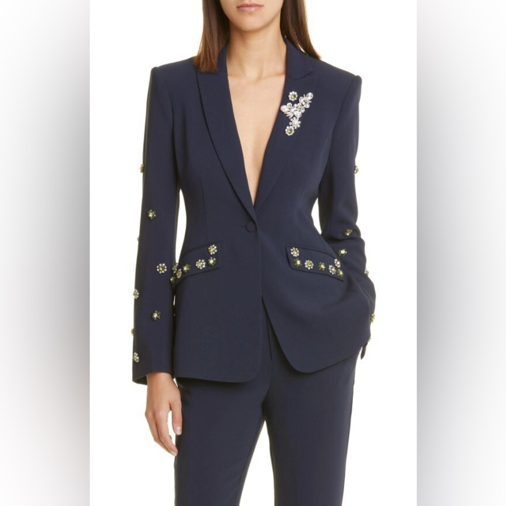NWT Cinq à Sept Cheyenne Rhinestone Flower Blazer